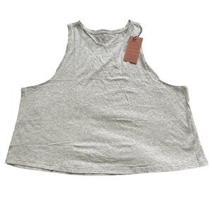 Girlfriend Collective florence womens sport tank top plus sz 5XL gray high neck